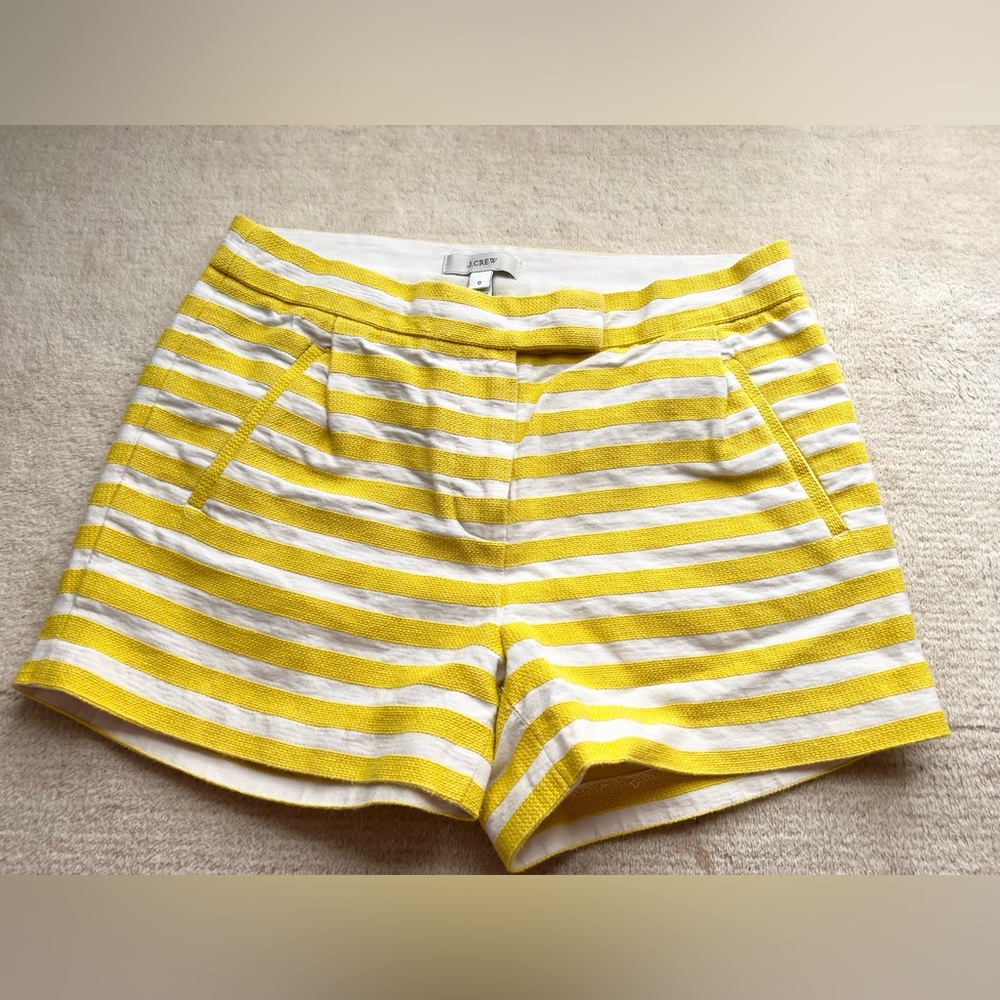 Jcrew yellow and white striped shorts size 0